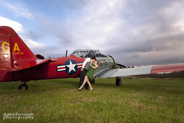north carolina vintage plane engagement photos