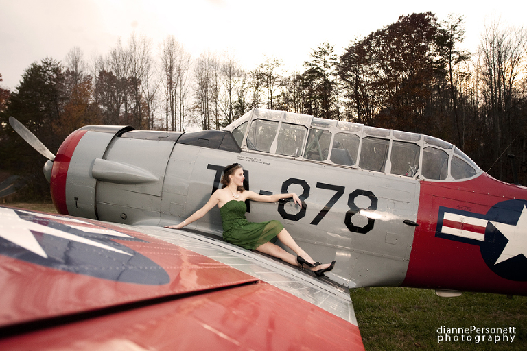 nc vintage engagement session with vintage planes