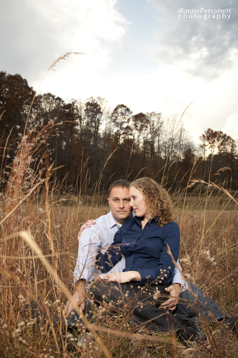 winston-salem engagement session in a field