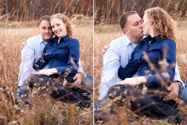 charlotte engagement photos in a field