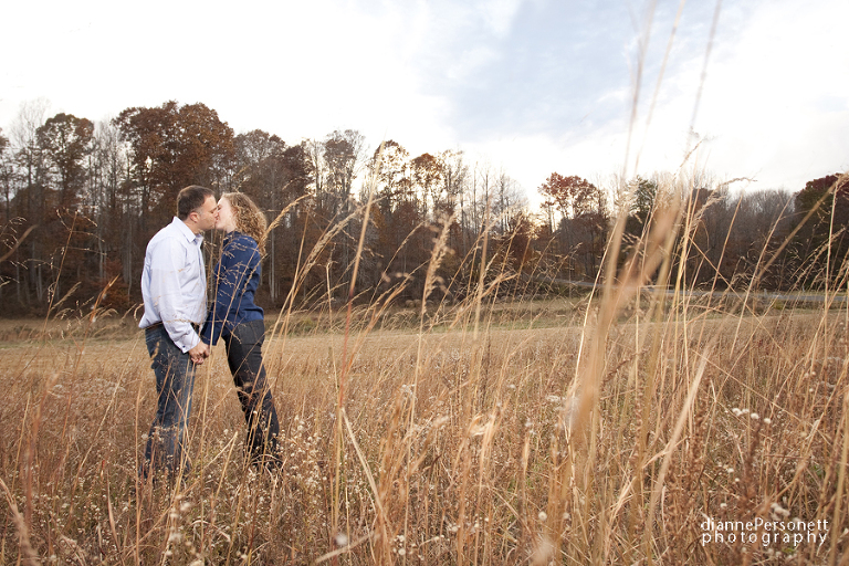 winston-salem engagement session in a field