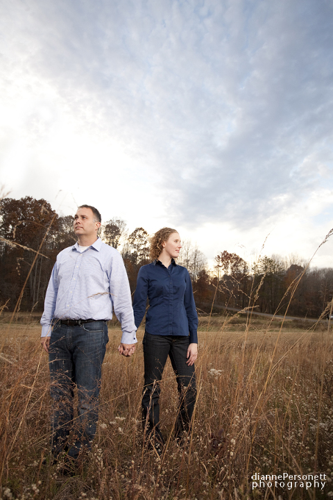 charlotte engagement session in a field