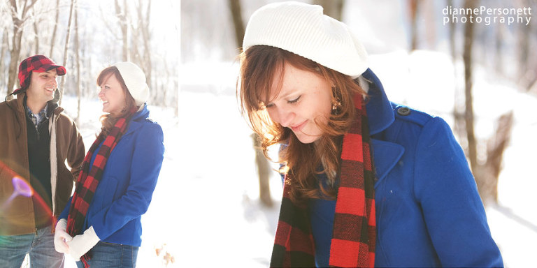 winter and snow engagement photos in boone nc