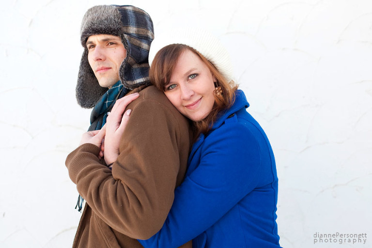 wintery and snowy engagement session