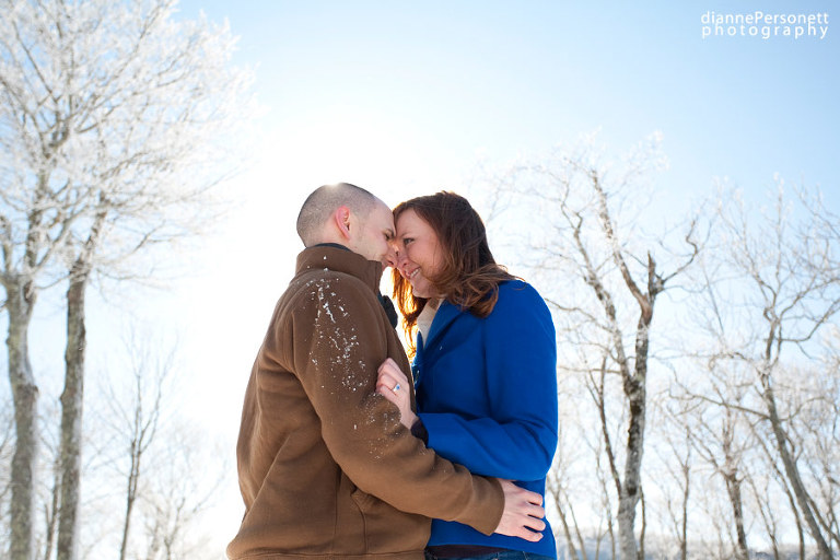 boone wintery and snowy engagement photos