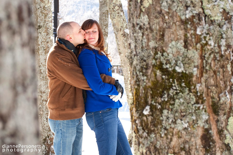 wintery and snowy engagement session