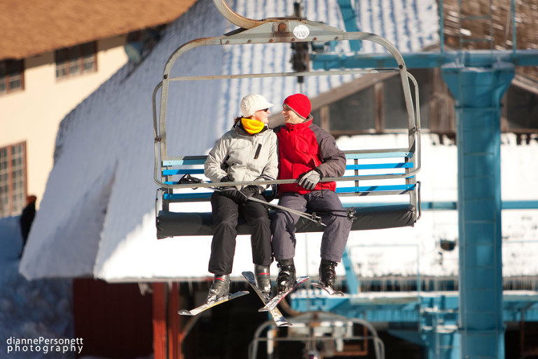 skiing engagement session