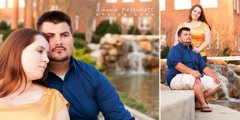 Engagement photos at Wingate University campus