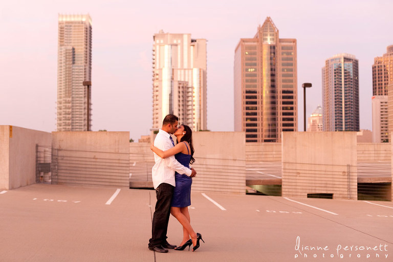 Uptown charlotte engagement photos on parking deck
