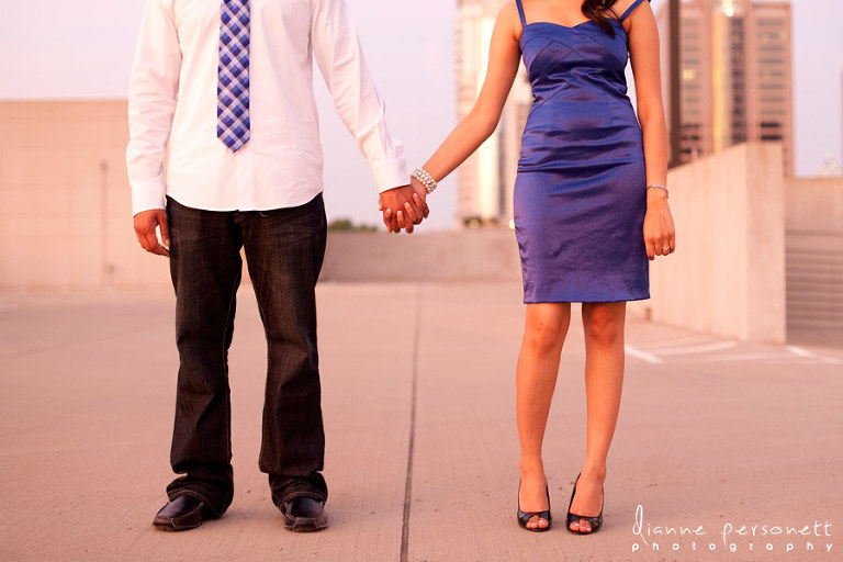 Uptown charlotte engagement photos on parking deck