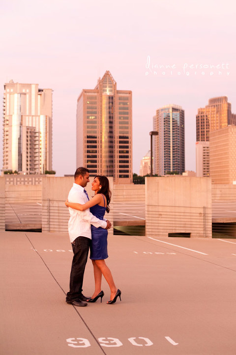 Uptown charlotte engagement photos on parking deck
