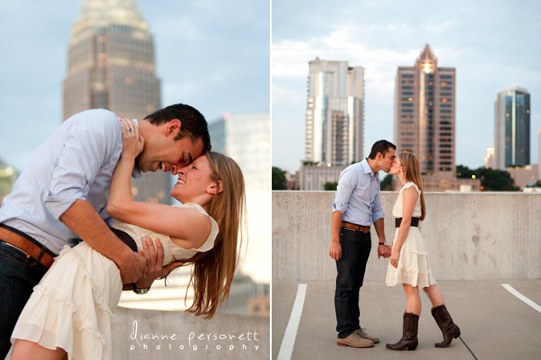 Charlotte city engagement portraits