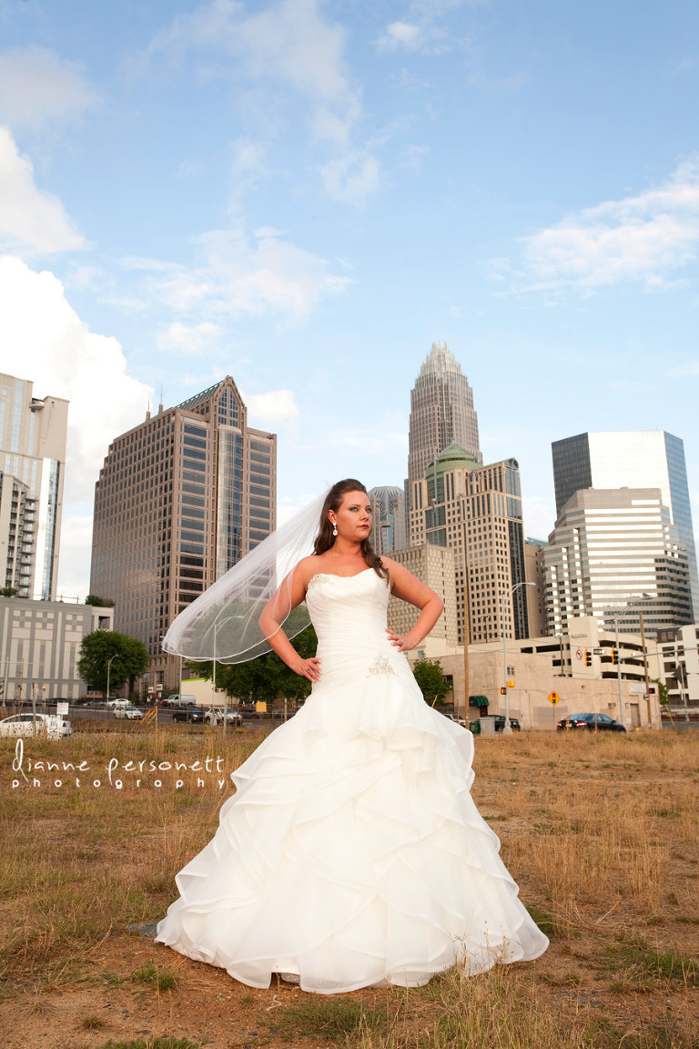 Uptown Charlotte bridal session photos
