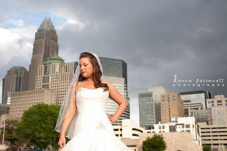 Uptown Charlotte bridal session photos