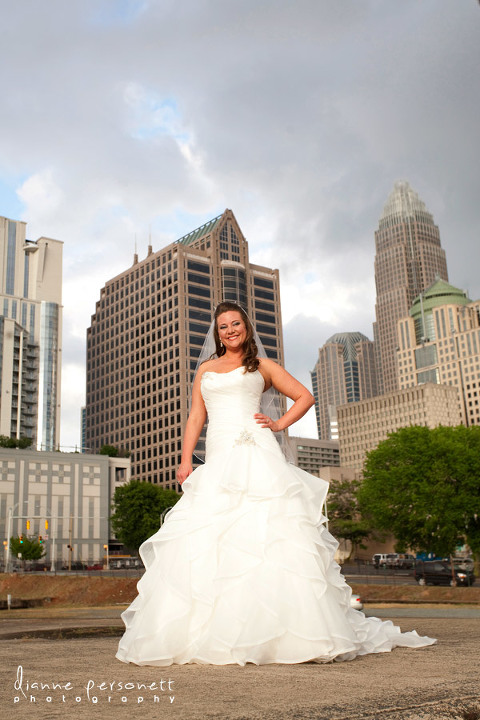 Uptown Charlotte bridal session photos