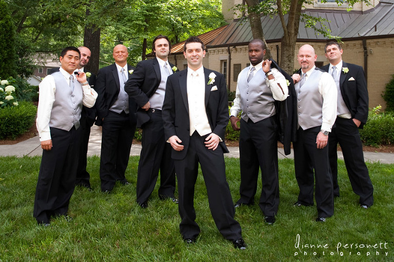 St.Patrick's Church Charlotte wedding photos, grey and green wedding colors