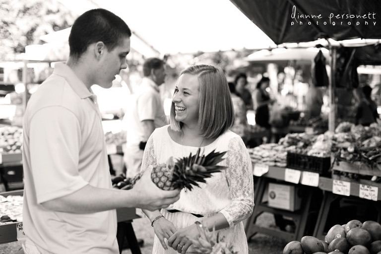 engagement photos at the farmers market charlotte