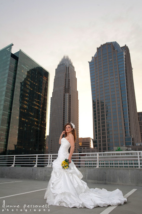 Uptown Charlotte bridal session photos
