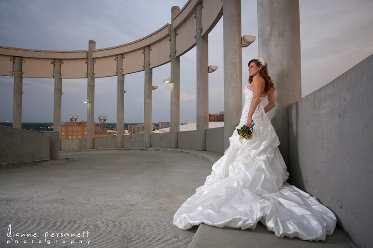 Uptown Charlotte parking deck bridal photos