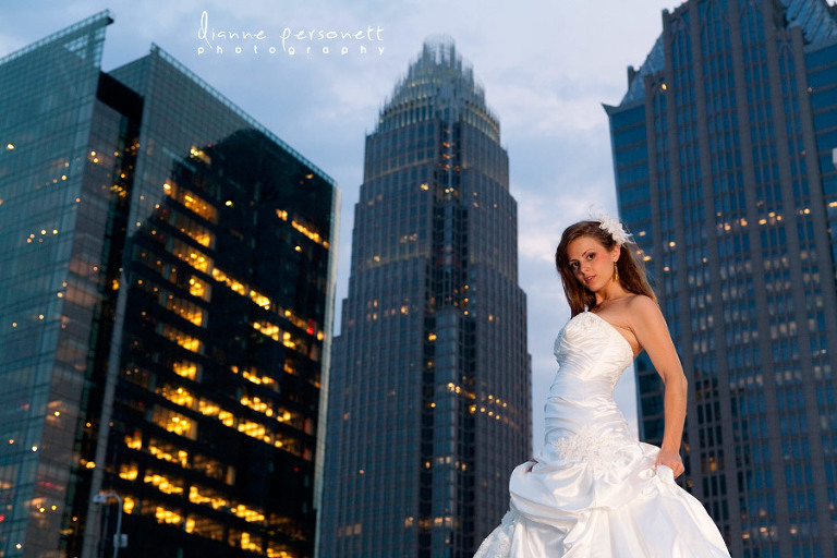 Uptown Charlotte bridal session photos, charlotte wedding photographer, bridal photos on a parking deck Uptown Charlotte