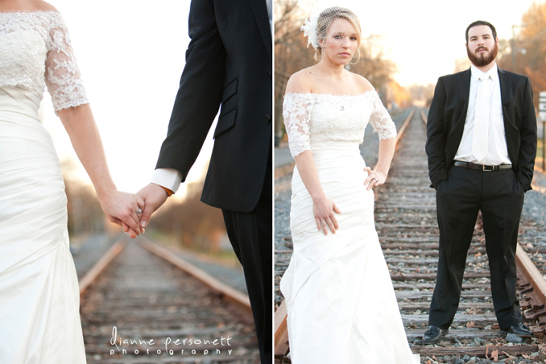 after session photos on train tracks