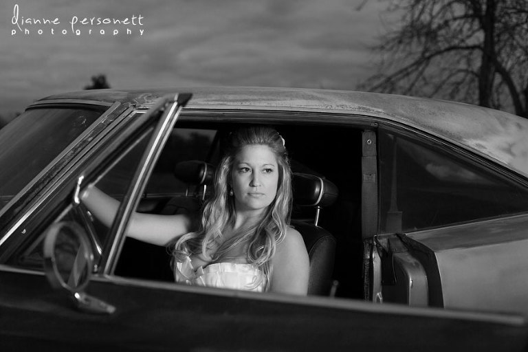 winston-salem NC bridal session with vintage car
