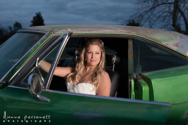 winston-salem NC bridal session with vintage car