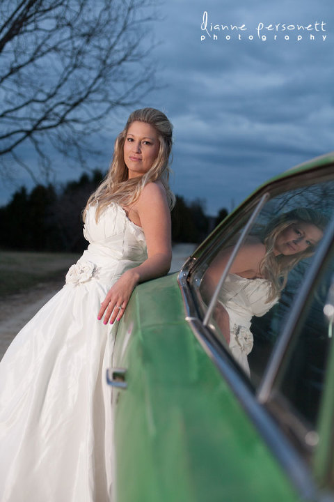 winston-salem NC bridal session with vintage car