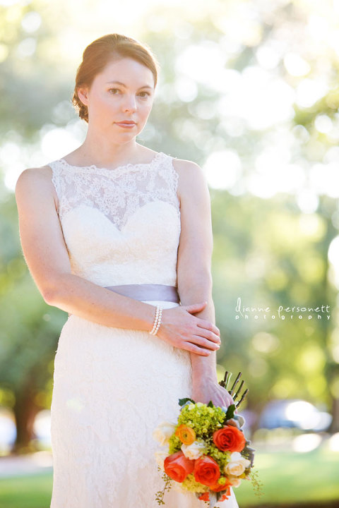bridal session on davidson college campus