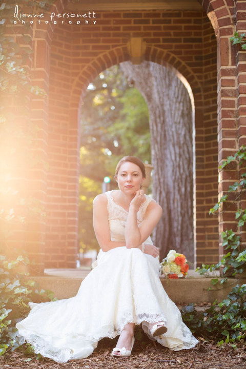 bridal session on davidson college campus