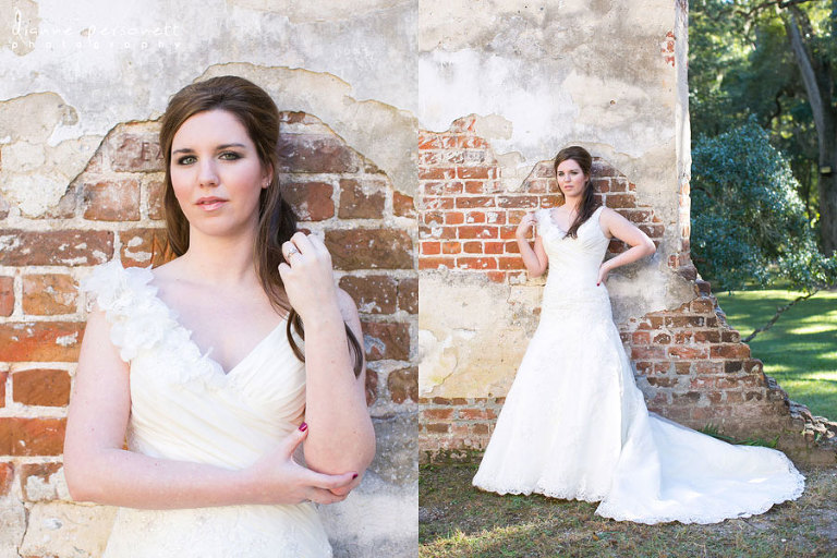 bridal photos at old sheldon church ruins