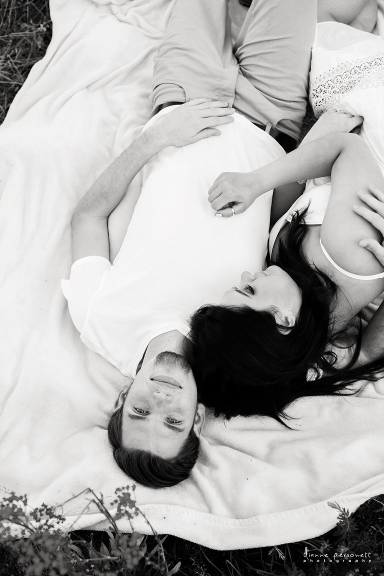 charlotte engagement photos in a flower field