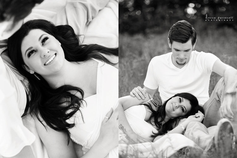 charlotte engagement photos in a flower field