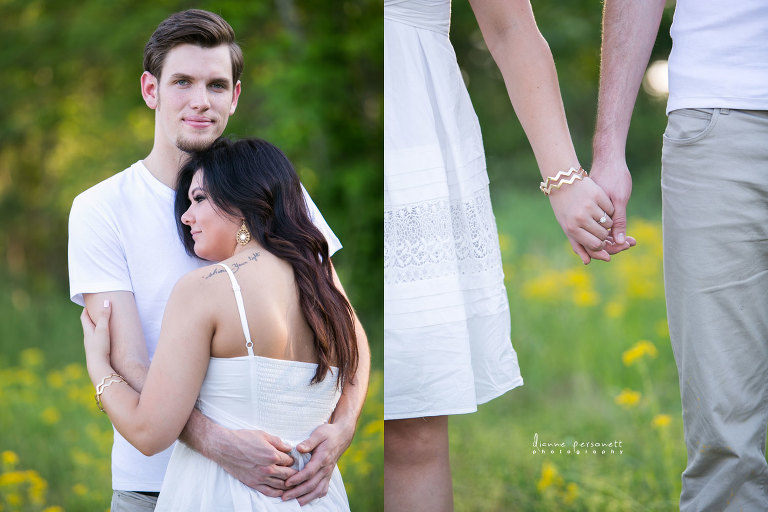 charlotte engagement photos in a flower field