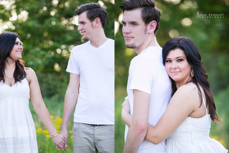 charlotte engagement photos in a flower field