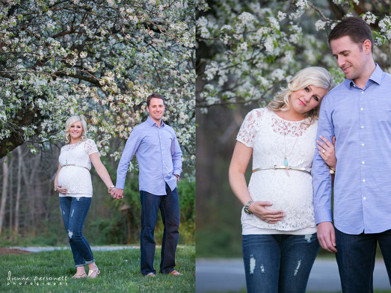 maternity photos with blossoms