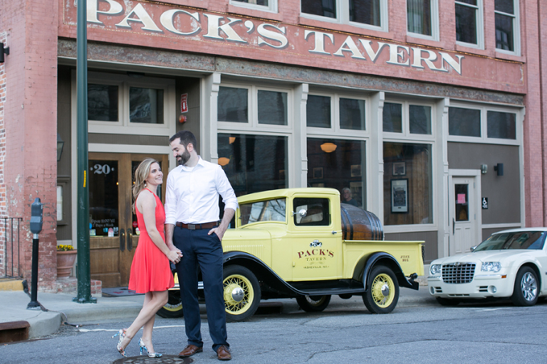 Asheville downtown engagement photos
