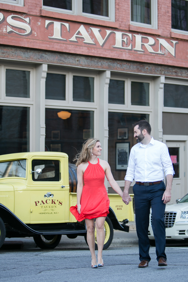 Asheville downtown engagement photos